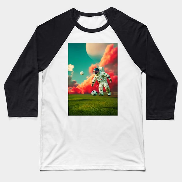 Astronaut play soccer football on space Baseball T-Shirt by MoEsam95